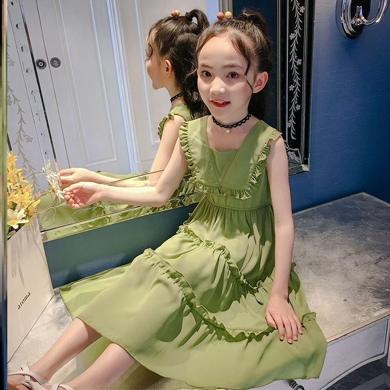 女童连衣裙2024夏装新款儿童装裙子夏款网红洋气雪纺小女孩公主裙