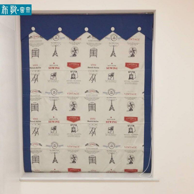 定制轻奢客厅欧式美式咖啡店窗帘遮光天津升降叠帘扇形罗马帘窗帘