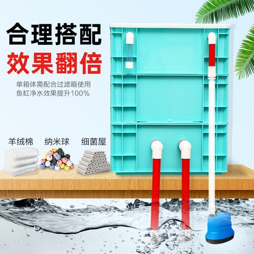 鱼缸过滤器周转箱过滤盒上置三合一水泵循环滴流盒增氧培菌净水桶