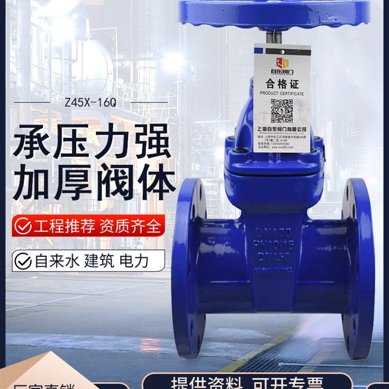 软密封暗杆法兰闸阀Z45X-16Q铸铁自来水污水消防阀门DN100 开关