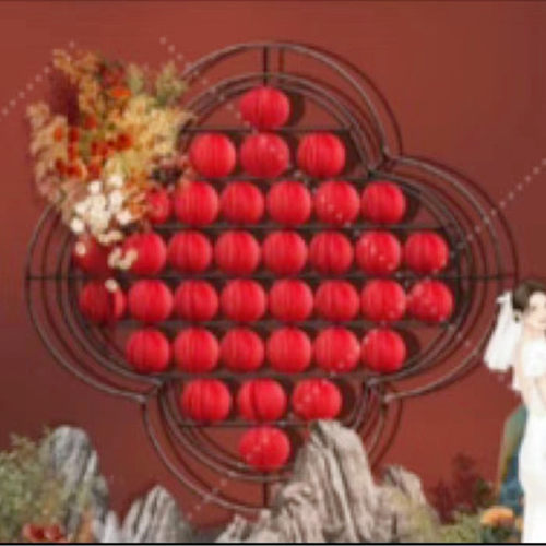 2023新款中式梅花铁艺拱门屏风婚庆道具婚礼舞台背景布置装饰百搭