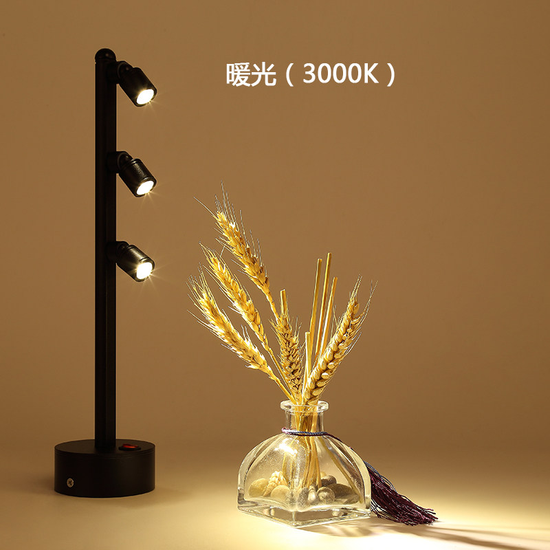 LED珠宝柜双头多头射灯可充电无线立杆灯 铝材质适用展柜与展会