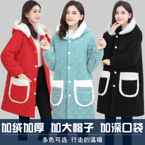 新款罩衣长袖外套女大人加绒加厚冬季保暖夹棉外穿工作服男士围裙