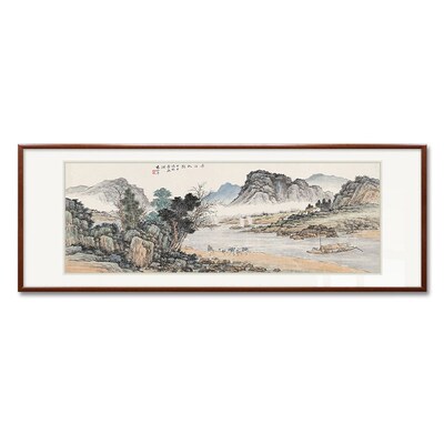 袁松年新中式长江帆影山水画客厅装饰画沙发背景墙挂画办公室国画