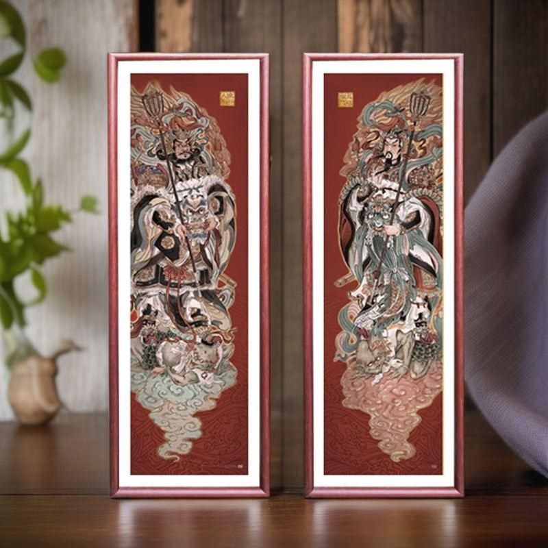 TOI新年拼图580片福瑞呈祥相框70 20门神加卡纸留白木框挂墙定制