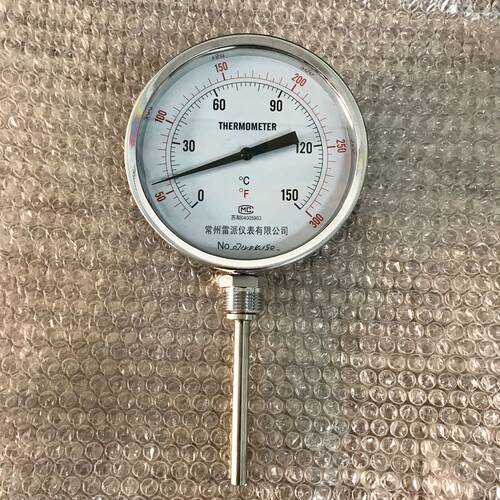 WSS-511 双金属温度计 0-150度 尾长100mm 杆径10mm 表盘150mm