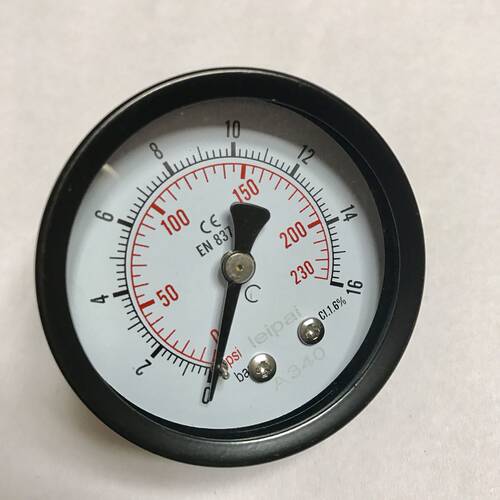 轴向压力表 气压 水压均可测 直径52mm 压力16bar 16kg螺纹m10x1