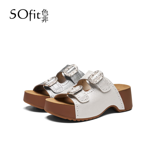 SOfit/色非时尚百搭凉鞋厚底增高外穿夏季休闲露趾一字凉拖