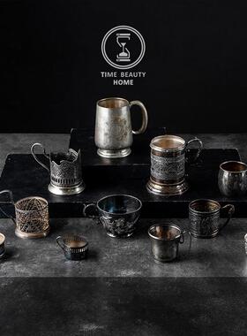 2.27 上新 欧式古董复古VINTAGE镀银杯 杯托 摄影道具装饰 软装