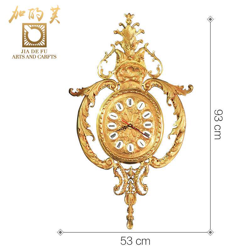 定制纯铜金色钟表精工机芯装饰钟欧式挂钟客厅创意壁钟静音时钟