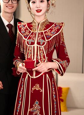 显瘦秀禾服新娘新款嫁衣结婚敬酒服小个子秀和服中式婚服2024春夏