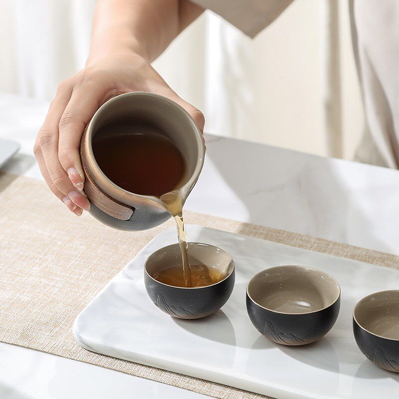 松发瓷器旅行茶具套装便携车载快客杯陶瓷户外高档功夫茶具茶杯