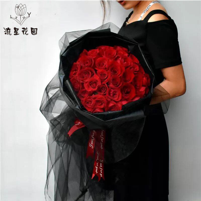 50码大卷仙女纱白纱包花纱网婚庆鲜花包装纱幔大花束黑纱仙女网纱