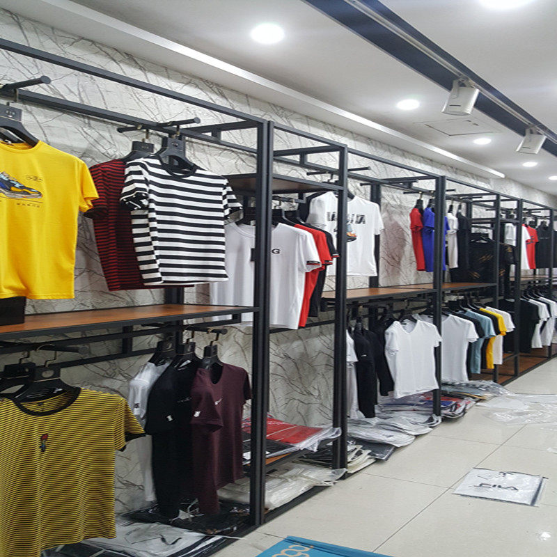 服装店货架落地式展示架双层挂衣架男女装店中岛柜挂衣服架子铁艺