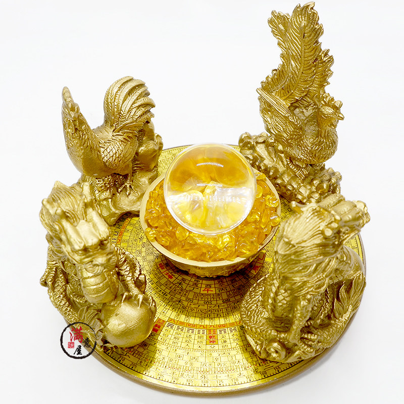 纯铜聚财阵招财三合六合生肖局葫芦罗盘貔貅金蟾龙龟麒麟客厅摆件