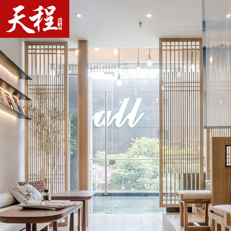 新中式实木旋转花格栅客厅移门镂空隔断墙仿古折叠移动屏风办公室