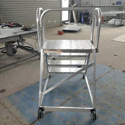 定制铝合金移动工作梯车间登高台工业踏台安全平台梯踏步梯货架梯