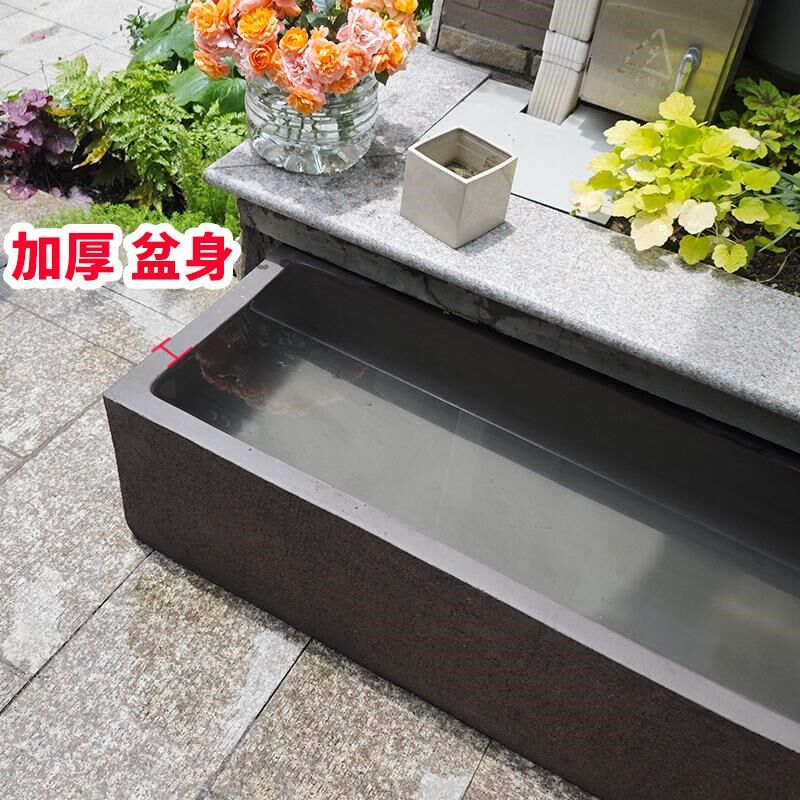 紫砂粗陶特大鱼缸 长方形无釉马槽花盆 睡莲专用陶盆花器手工中国