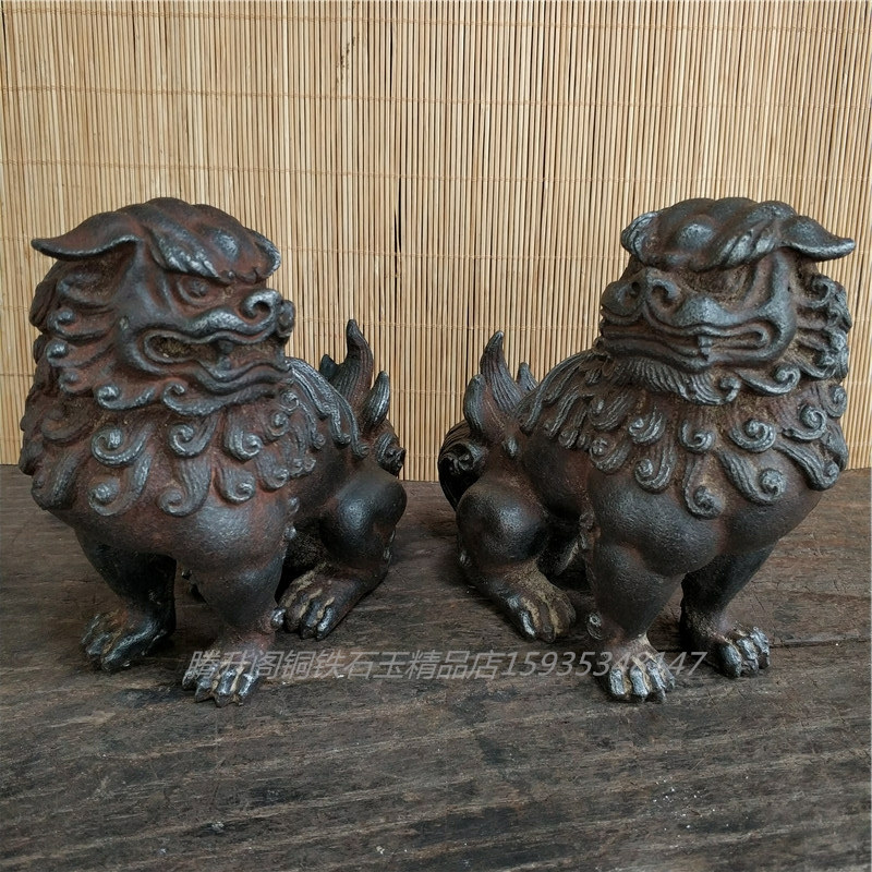 铸铁狮子一对瑞兽貔貅家居饰品客厅书房摆件雅居茶舍收藏仿古工艺