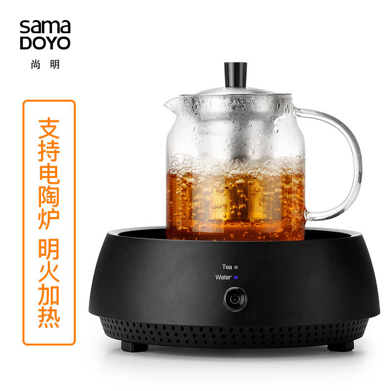 尚明耐热玻璃茶壶加厚大容量家用茶具 不锈钢过滤简约设计