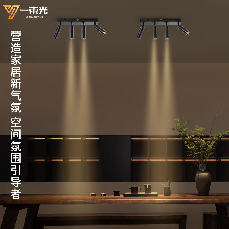 一束光聚光射灯四头明装客厅茶室艺术饰品小酒馆氛围餐饮4头led灯