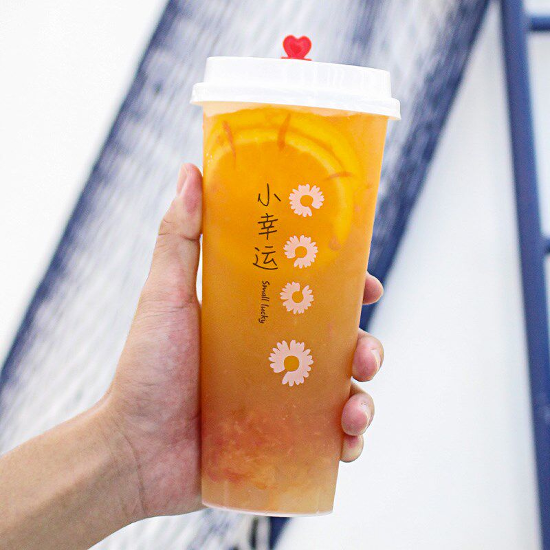90口径一次性网红加厚磨砂注塑奶茶果汁饮料奶盖杯带盖子吸管包邮
