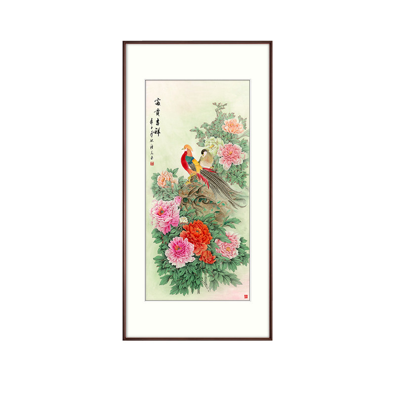 【十年老店】国画牡丹花挂画客厅走廊装饰画卧室竖版壁画富贵吉祥