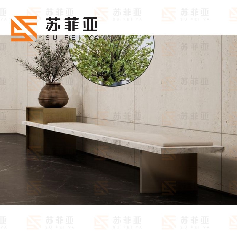 北欧轻奢沙发凳设计师酒店架空层端景凳售楼处长凳走廊观景休闲凳