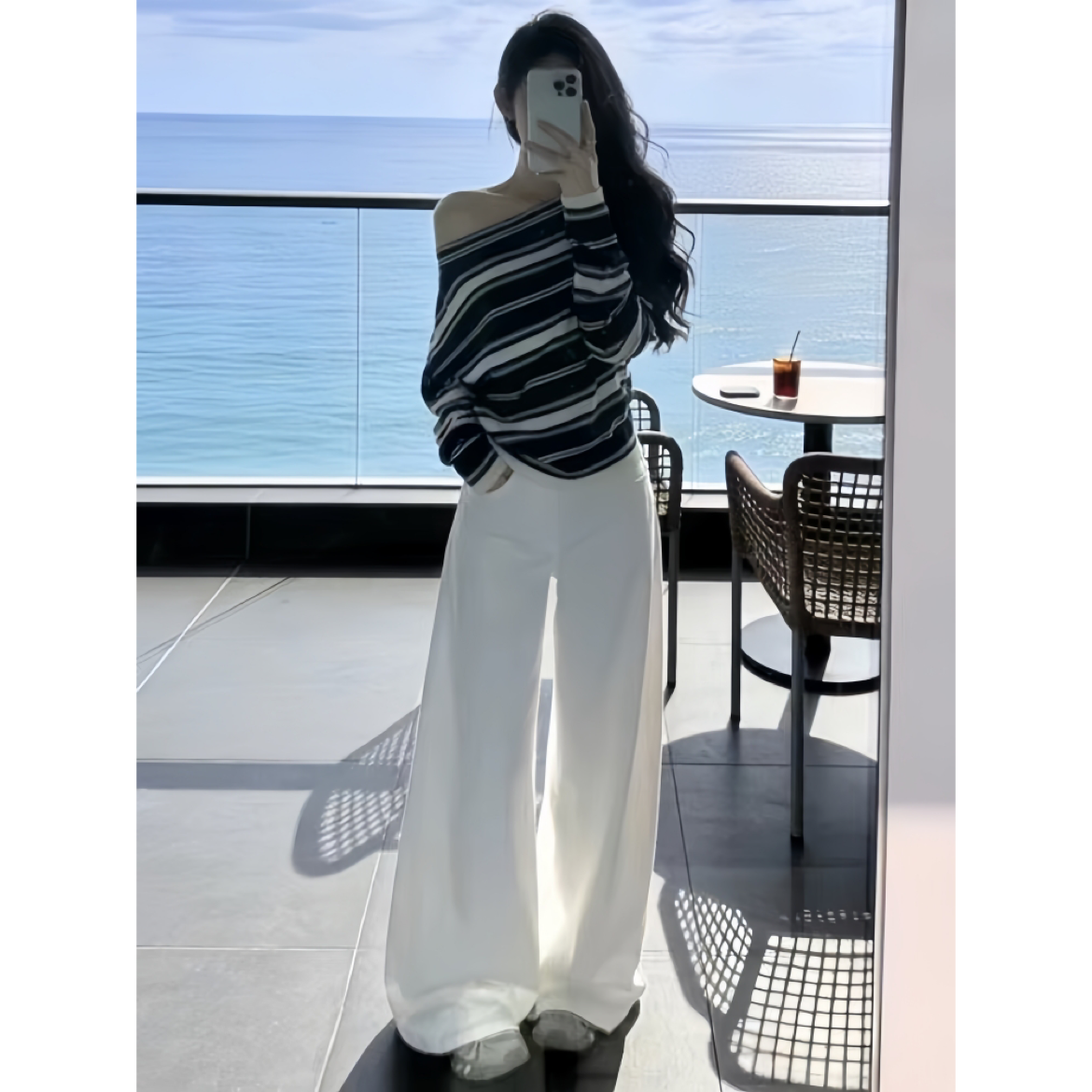 穿搭一整套女2026新款时尚减龄漂亮韩系独特设计感上衣阔腿裤套装