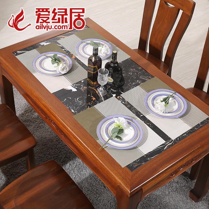 简约欧式海棠木餐桌1.4米 全实木餐桌椅组合 中式吃饭桌子