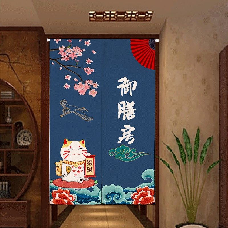 厨房门帘隔断帘饭店雅座后厨遮挡包间定制挂帘半帘店铺商用防油烟 - 实物图