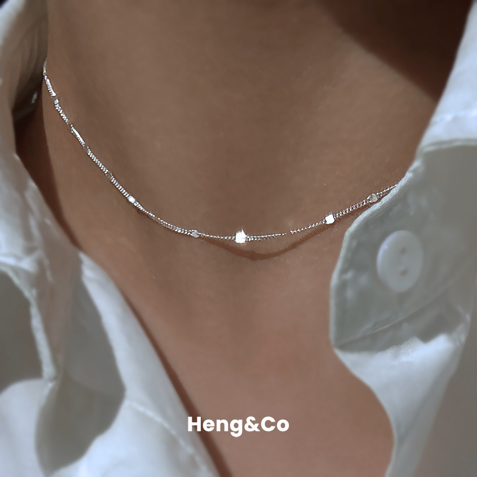 Heng&Co925银闪片choker颈链