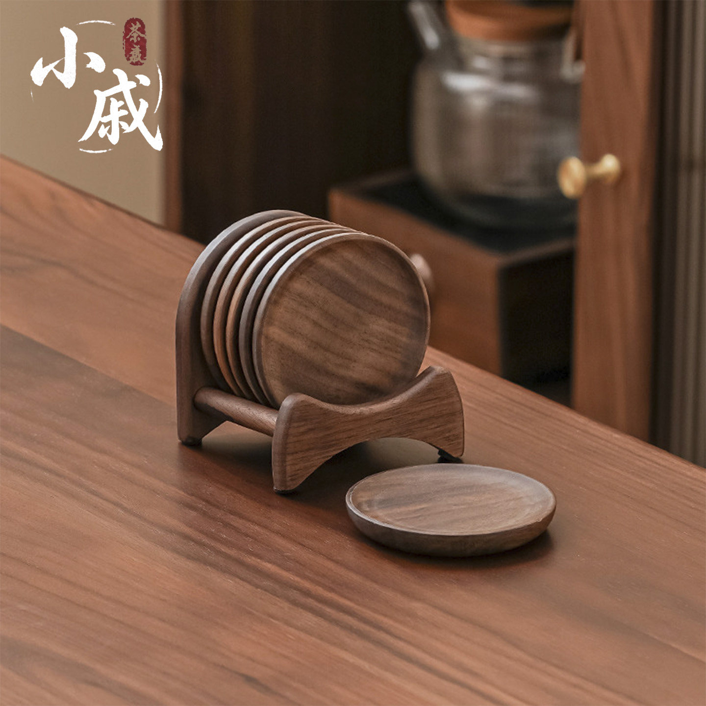 北美黑胡桃木茶杯垫实木茶道功夫茶具配件新中式隔热垫茶托茶碟