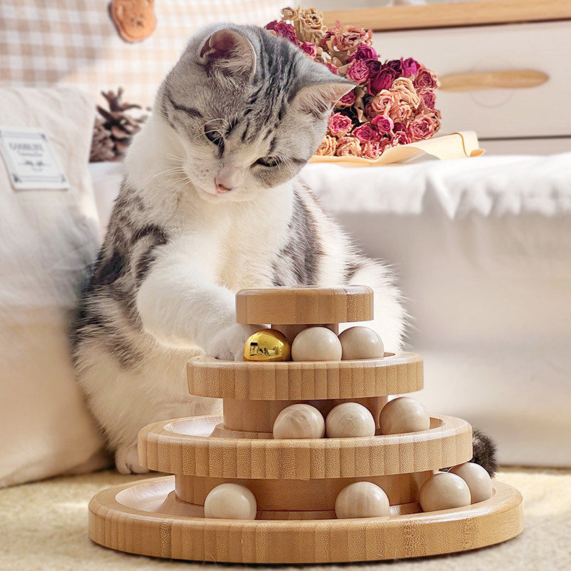 实木猫转盘猫咪玩具轨道