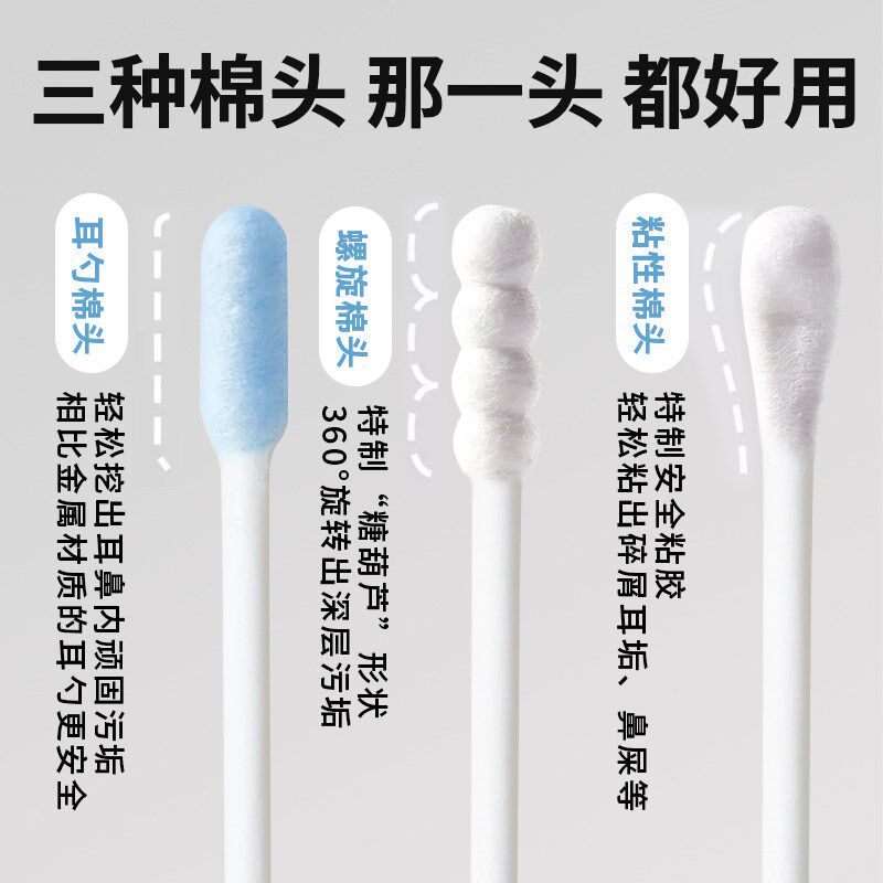 婴儿棉签新生宝宝专用粘着耳鼻屎清理神器儿童清洁粘性棉棒挖耳勺