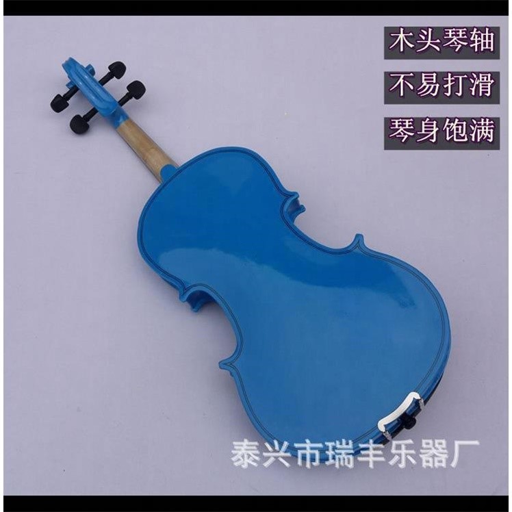 彩色小提琴初学者成人儿童练习小提琴全木质白粉红紫蓝红黑哑乐器