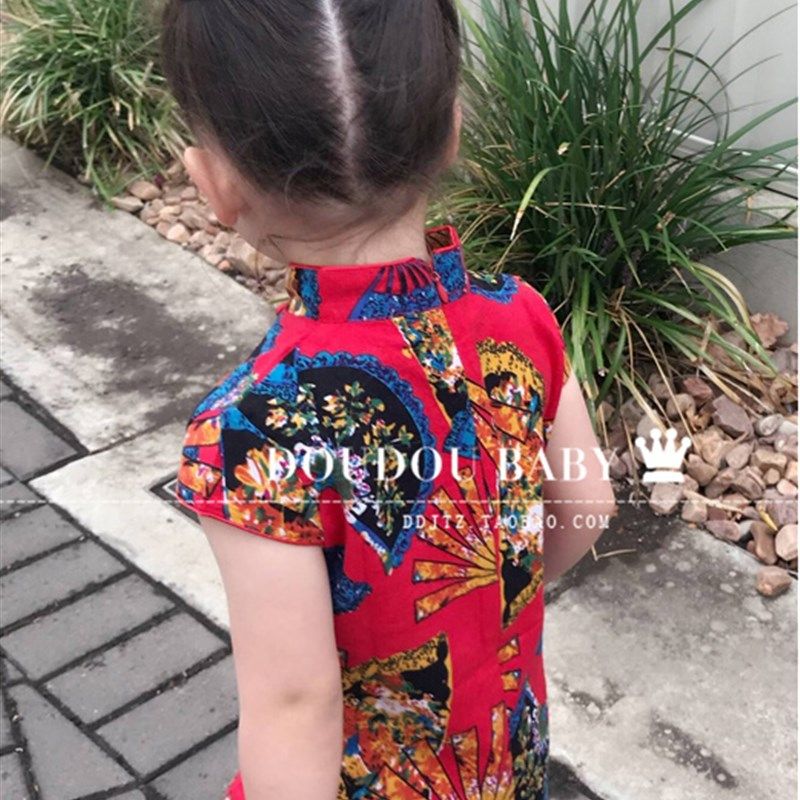 2021夏季新款儿童旗袍女童中国风复古旗袍式连衣裙唐装女宝宝裙子