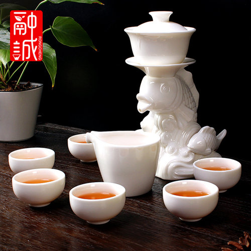 半全自动茶具套装整套陶瓷家用懒人石磨泡茶器复古自流水功夫茶壶