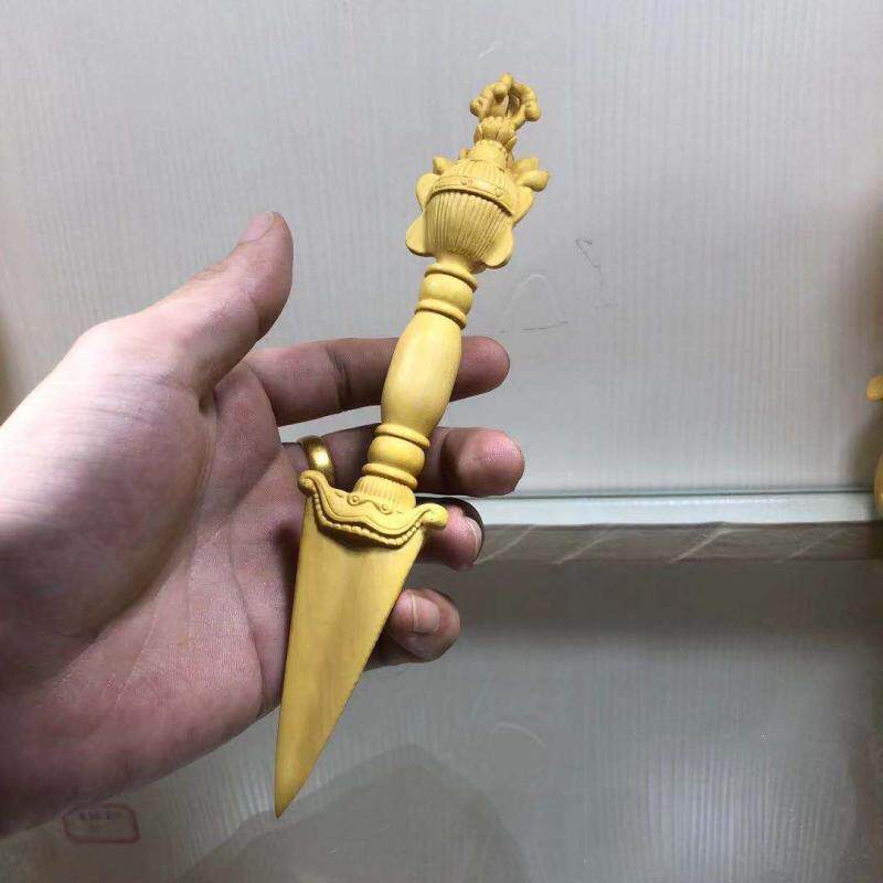 黄杨木雕金刚橛降魔杵护身符密宗法器随身文玩把件车载挂件工艺品