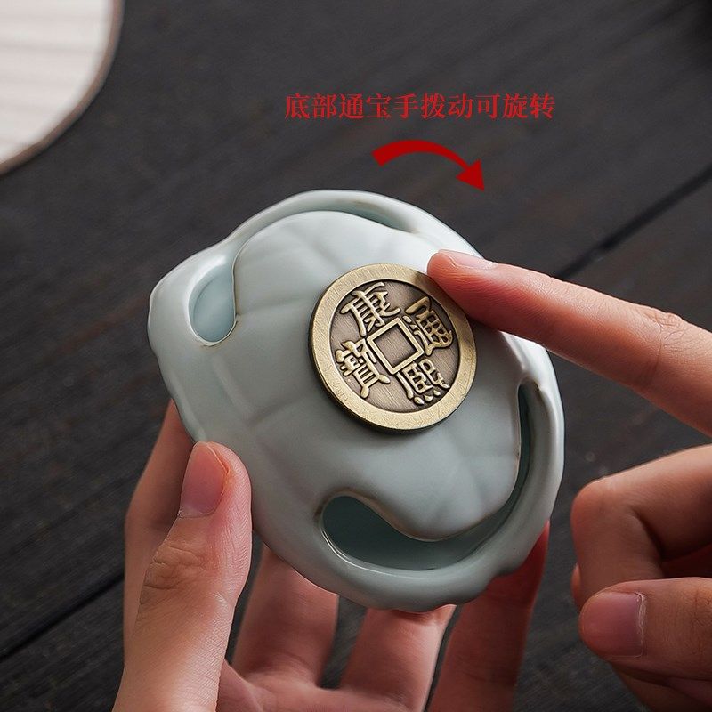 中式富甲天下乌龟壳茶宠桌面摆件创意精品汝窑工艺品开片可养礼物