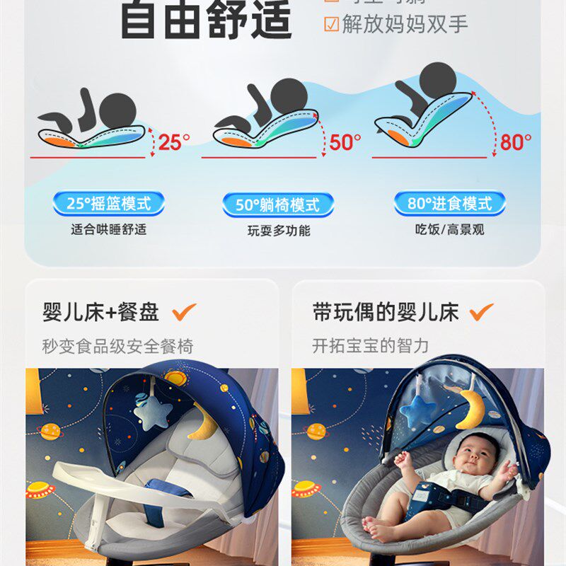 哄娃神器婴儿摇摇椅新生儿摇摇床宝宝电动摇篮睡觉哄睡安抚椅