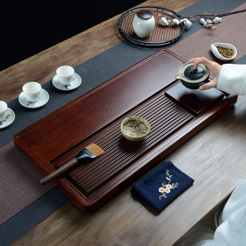 简约实木天然重竹茶盘整块家用排水式高档大号功夫茶台茶海茶具