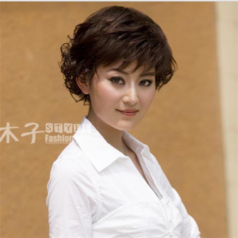 蓬松短发时高贵气质发型短卷发女士中年人假发中老年假发套蛋卷头