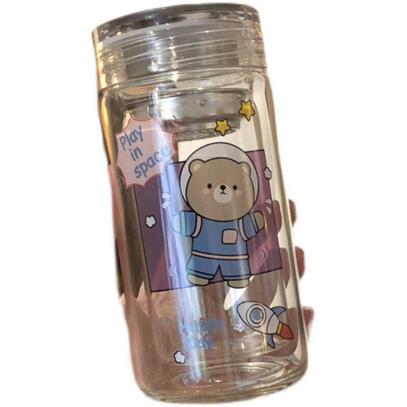 日式迷你口袋双层玻璃杯孕产妇背包水杯出门隔热简约可爱少女杯子