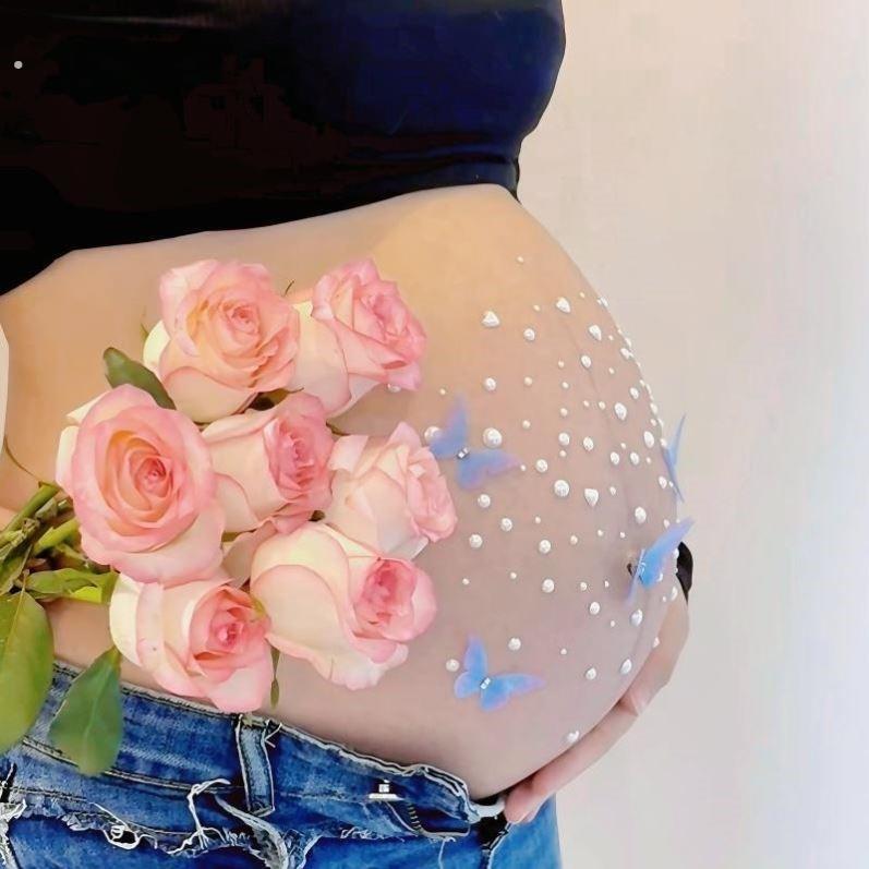 孕肚贴纸孕妇肚子贴纸孕妇拍照贴纸孕妇贴纸蝴蝶道具孕妇照钻石贴