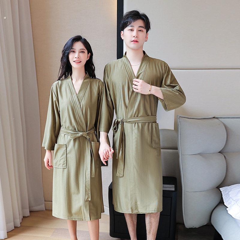 采购产品薄冰丝绸夫妻睡衣,男人和女人,夏天七分袖睡衣,凉爽的