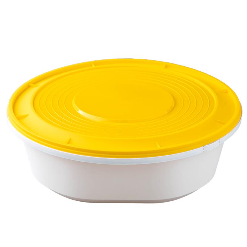 一次性大号锁扣龙虾饭盒圆形塑料打包盒商用整箱防盗外卖带盖餐盒