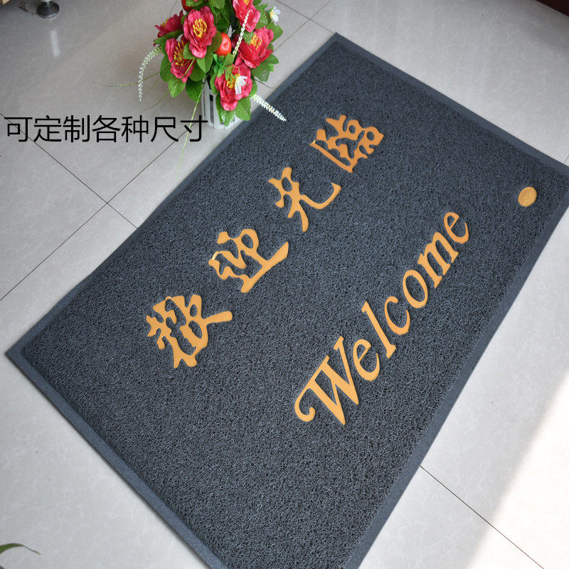加厚灰色防滑地垫 新中式风格商用门口地毯 酒店迎宾门垫PVC材质