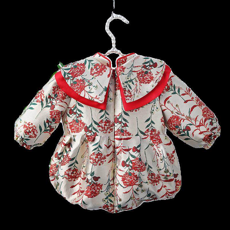 周岁礼服女宝宝红色中国风一岁中式旗袍百日婴儿抓周宴包屁服唐装