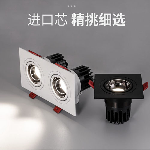 双头射灯全铝防眩无主灯嵌入式家用天花灯可调角度筒灯led斗胆灯